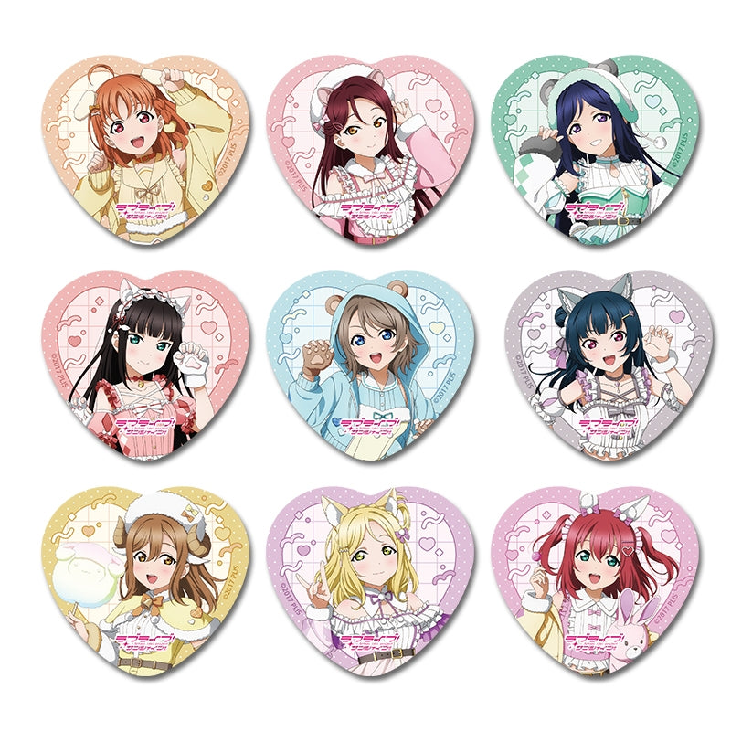 Aqours Animal Pajama Heart Badges