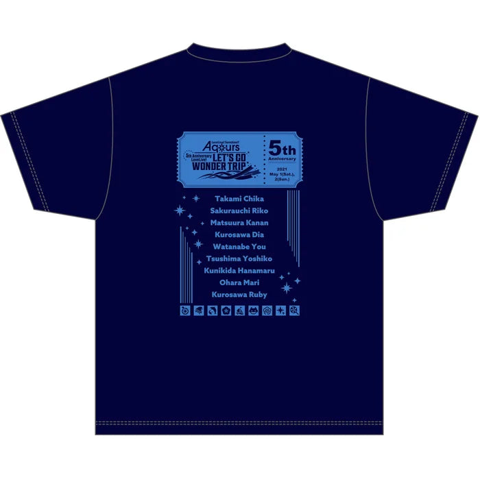 Aqours 5th Anniversary LoveLive! LET'S GO WONDER TRIP T-Shirt