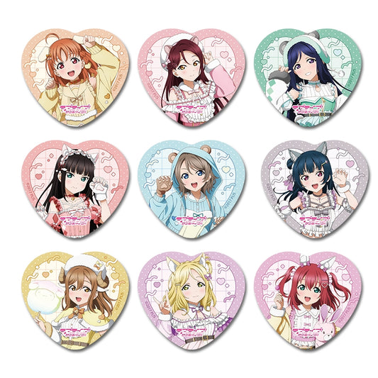 Aqours Animal Pajama Heart Badges
