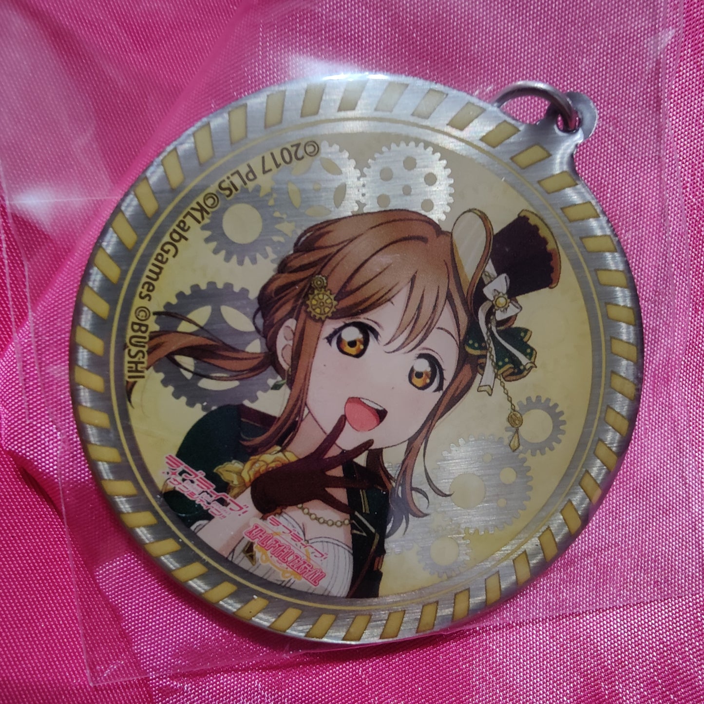 Aqours Steampunk Circle Metal Lobster Clasp Keychains