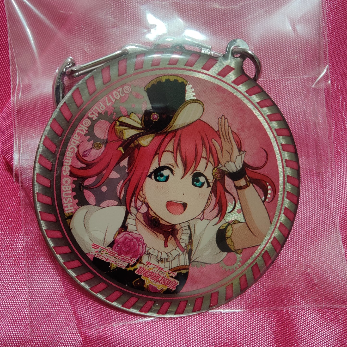 Aqours Steampunk Circle Metal Lobster Clasp Keychains