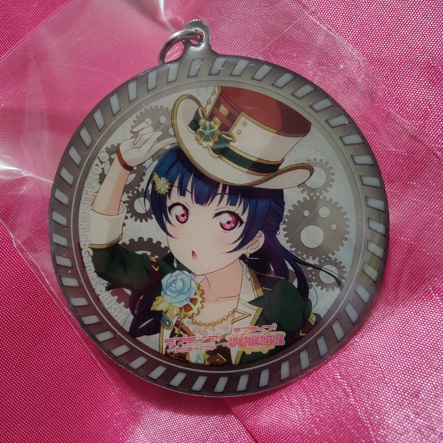 Aqours Steampunk Circle Metal Lobster Clasp Keychains