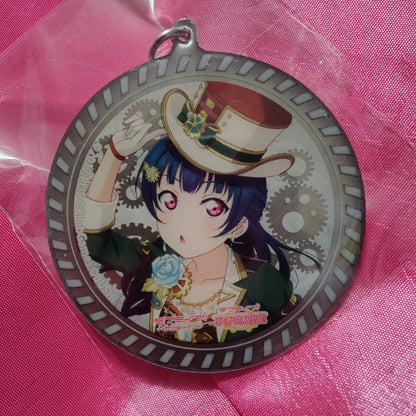 Aqours Steampunk Circle Metal Lobster Clasp Keychains